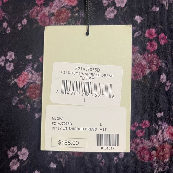 NWT PAM & GELA Ditsy Shirred Purple Floral Mini Dress - Picture 4 of 8